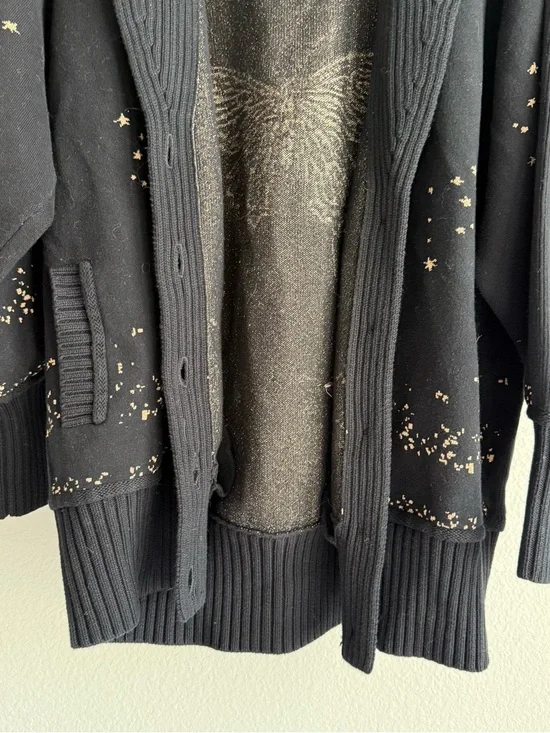 Anthropologie Collared V-Neck butterfly Cardigan - Picture 5 of 9